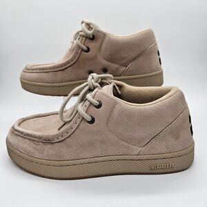iPath Cats Shoes Men’s 7.5 Beige Suede Skate Thick Tongue Moc Toe Loafers Y2K